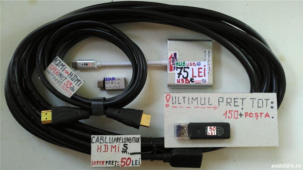 Cabluri date, cititor card 128+adaptor, etc, vezi foto