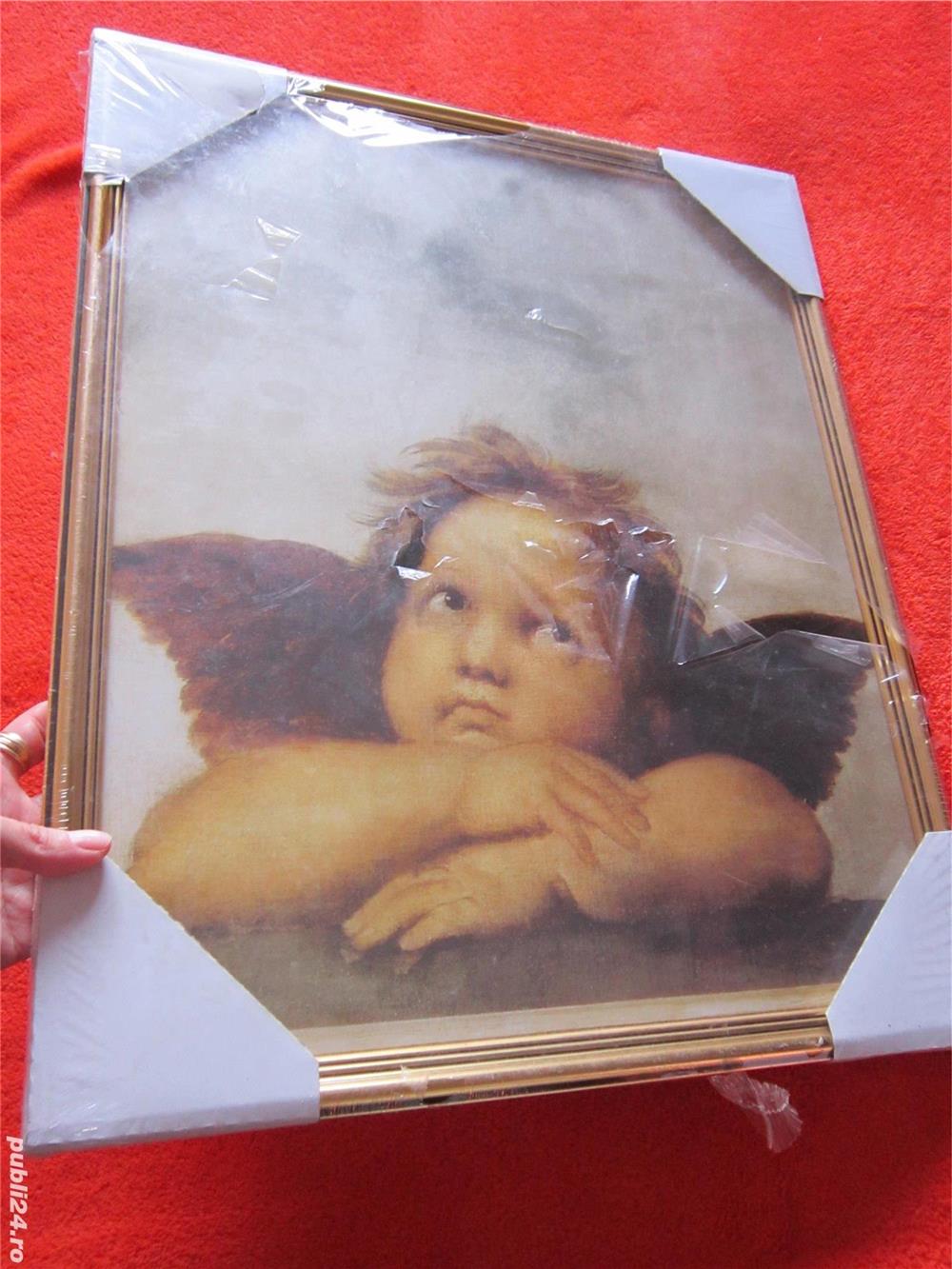 cadou rar Inger de Rafael din Madonna Sixtină tablou rama lemn,sigilat