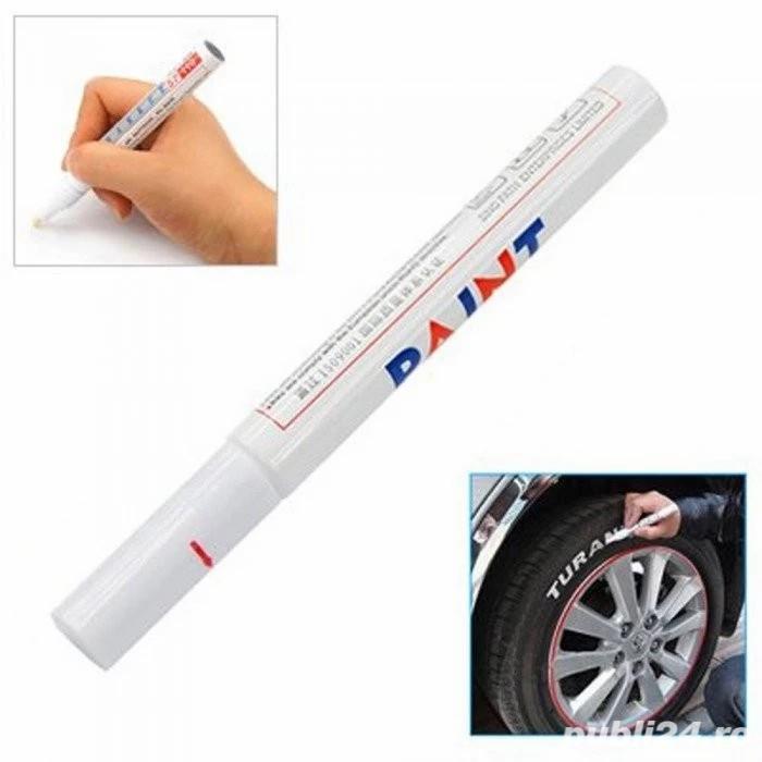 MARKER alb pentru ANVELOPE cauciucuri CU VOPSEA ALBA scris permanent