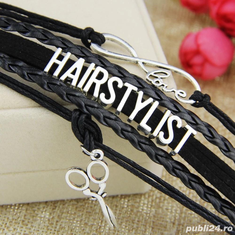 Bratara Hairstylist din Piele-Neagra Accesorii Frizer Frizerie Coafor Barber