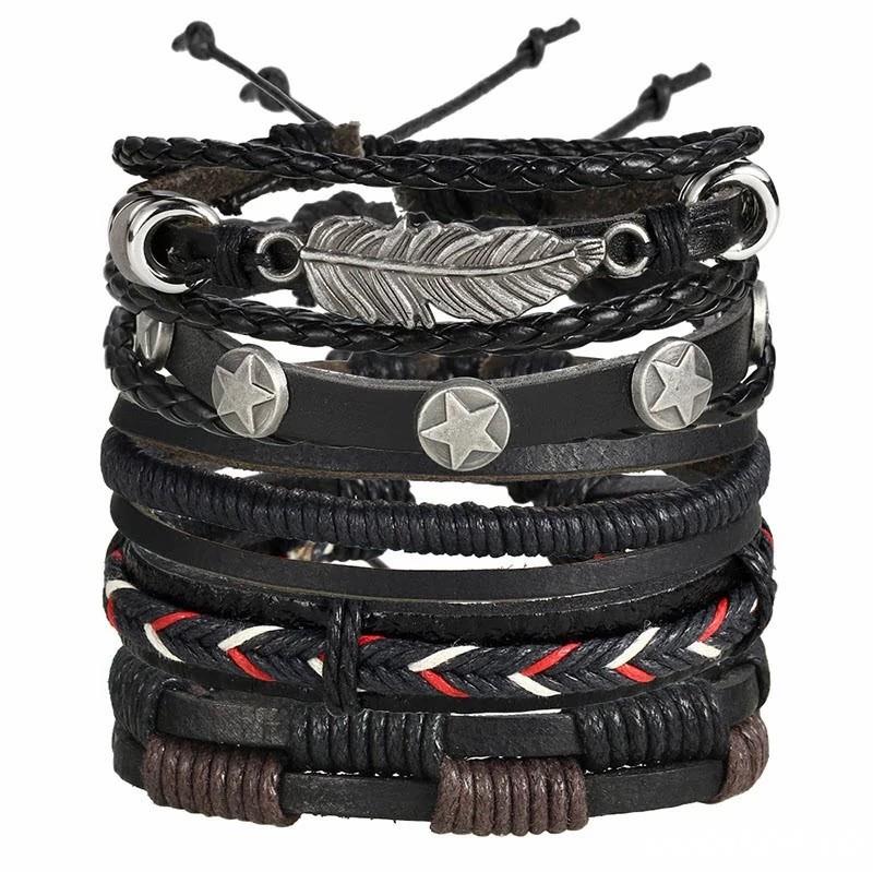 Set BRATARI BARBATI ieftine piele naturala LUXURY la moda handmade MODELE NOI LUX ajustabile 