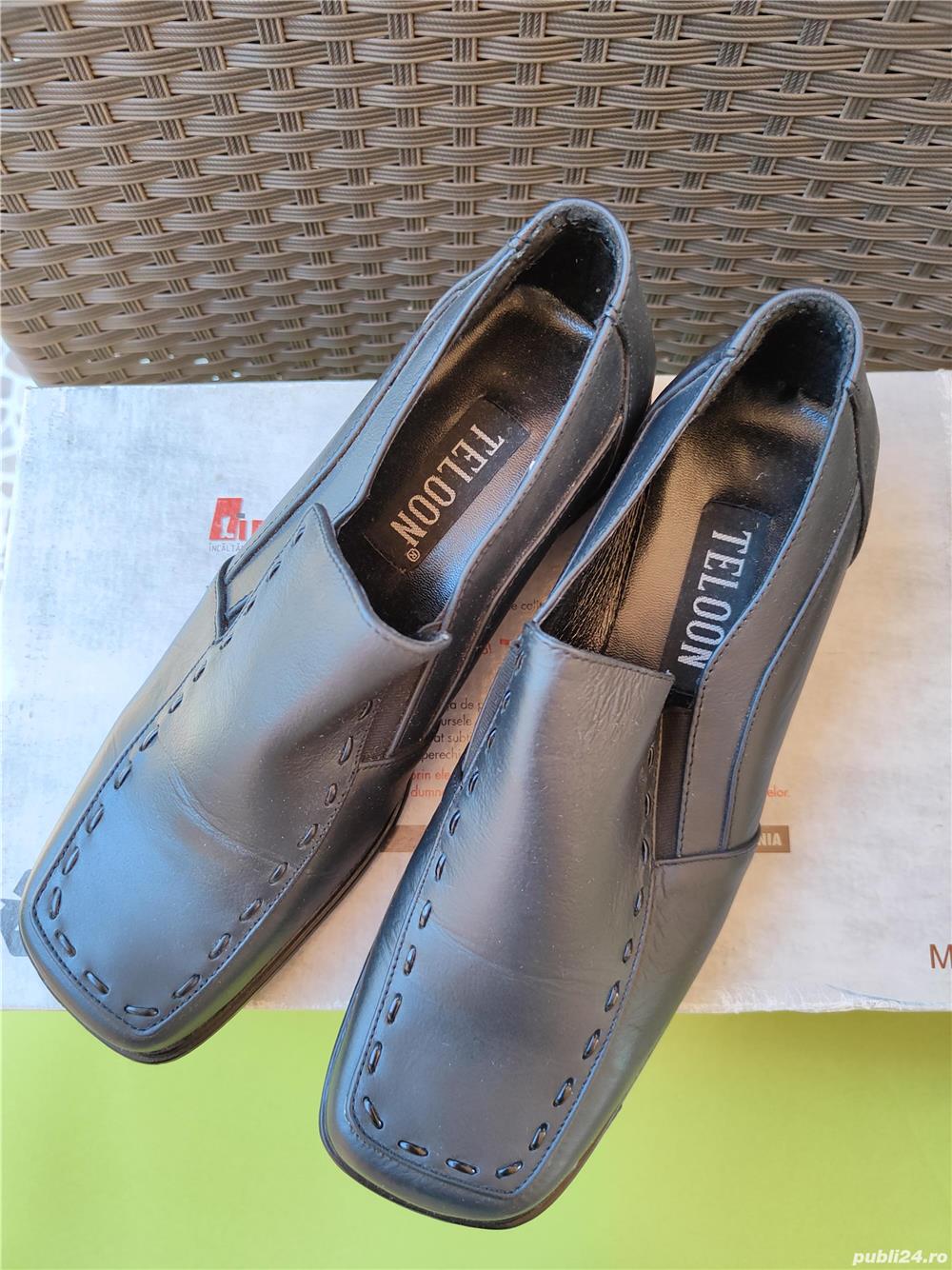 Pantofi Piele Teloon Noi pt. Doamne (Negri nr. 39)