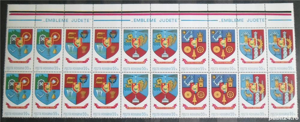 Stemele Județelor, I și II, din 1976, 1977 - blocuri 20 (5x4) timbre