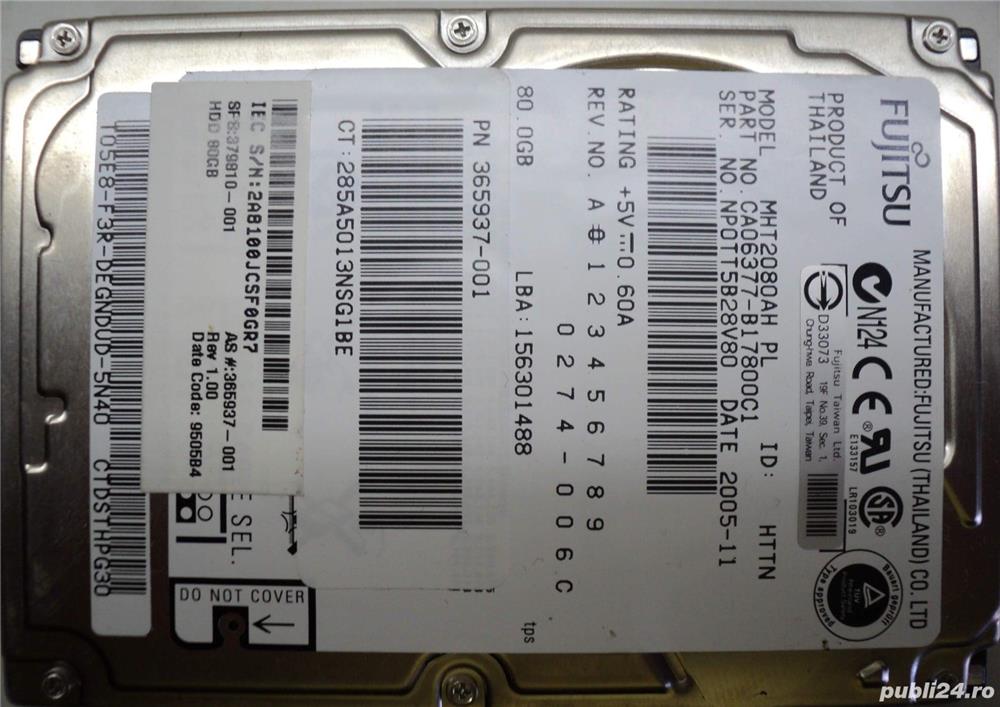 Hard Disk IDE 2,5" HDD-80 Gb Fujitsu CODE: MHT2080AH PL