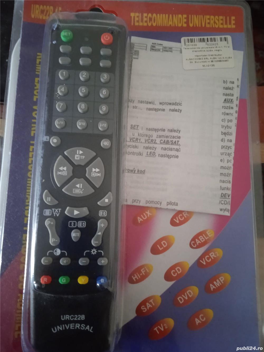 Telecomanda universala 15 în 1 pentru TV și dispozitive audio, nouă