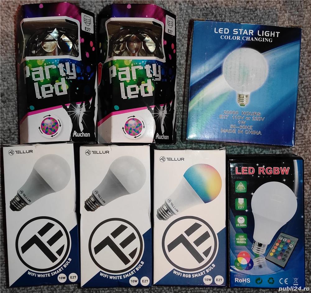 6 Becuri LED, albe, cu RGB, cu WiFi, cu telecomanda