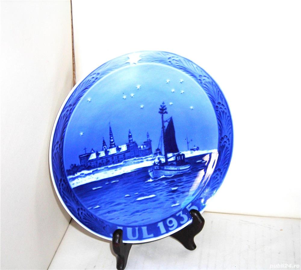 Farfurie de perete 1935, portelan, Christmans Plate - design Ch. Benjamin-Olsen, Royal Copenhagen