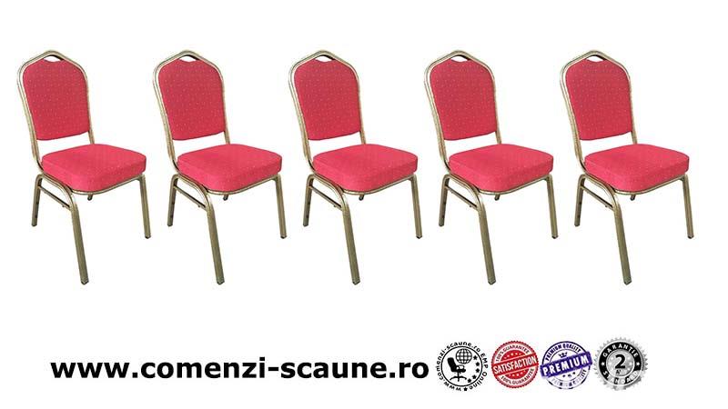 Scaune de evenimente cu spătar coroană din stofa roșie-cadru auriu