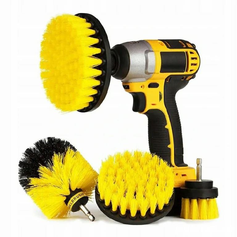 Perie SET 3 PERII nailon de pus la BORMASINA curatat tapiterie covor PLASTIC rotunda ROTATIVA