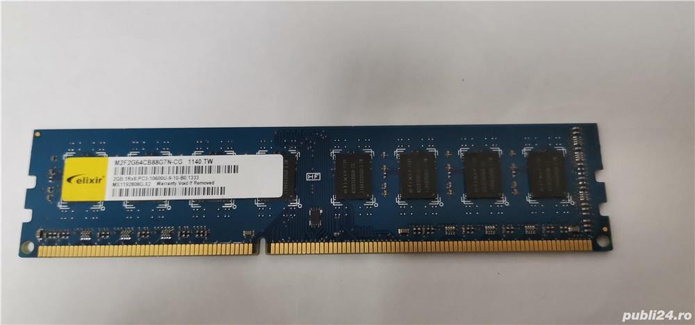 Vand Memorie PC Ram Elixir M2F2G64CB88G7N-CG 2Gb DDR3 1333 Mhz Pret 30 Lei