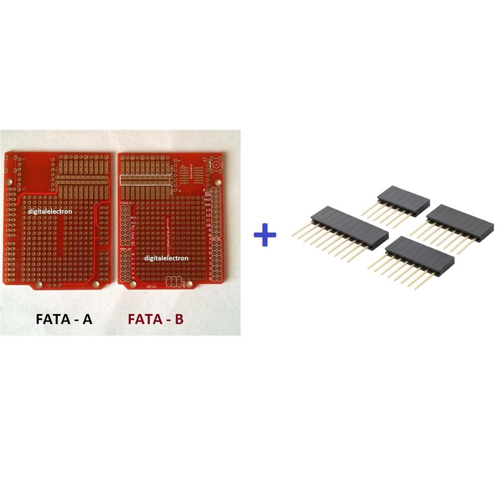 Kit pin conector stackable Arduino si Cablaj prototip UNO PCB Shield