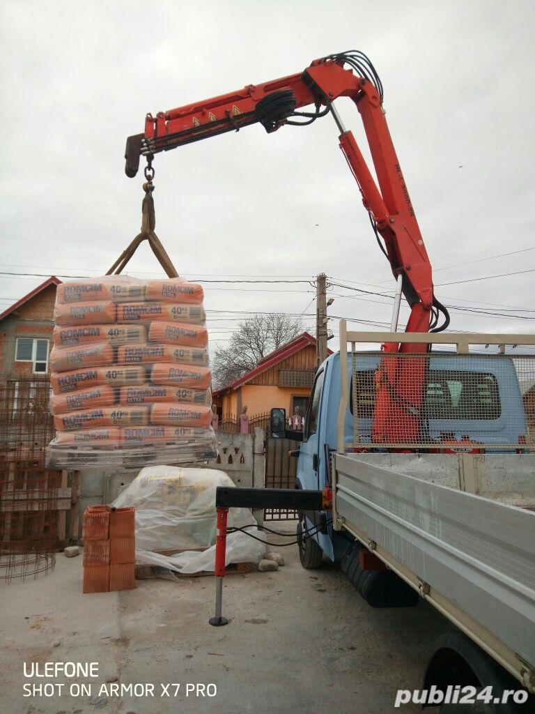 Transport auto specializat cu macara si basculare