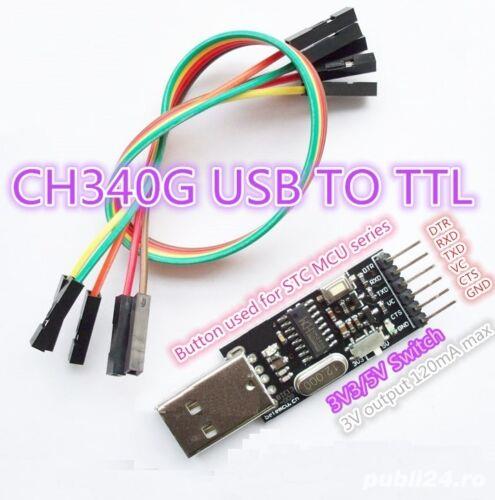 CH340G convertor usb to ttl uart cabluri, pin dtr, serial