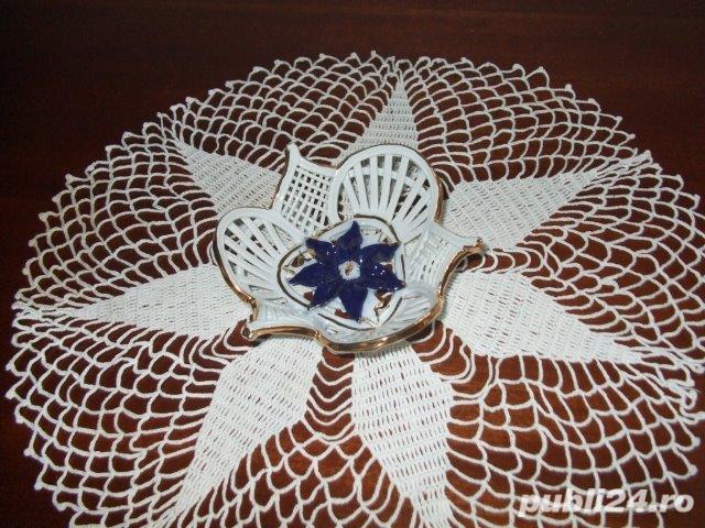 Cosulet bol bibelou decorativ portelan dantela lucrat pictat manual