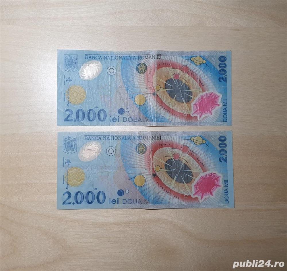 Vand bancnota colectie de 2000 lei vechi editie speciala ECLIPSA 1999