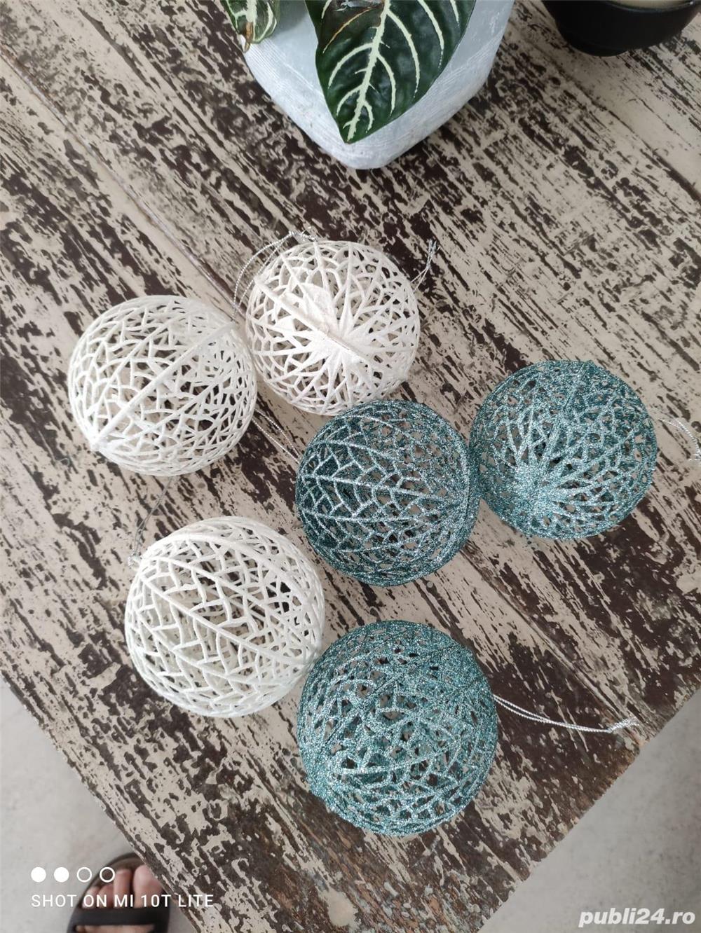 Set 6 Globuri de Craciun pentru Brad, din Plastic, 10 cm