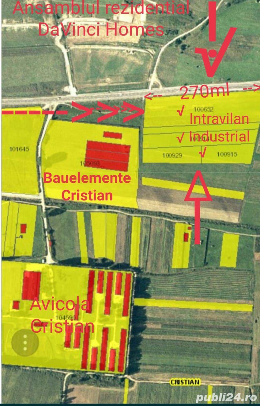 5100 mp,10000 mp, 20000 mp sau 54000 mp teren Intravilan Industrial, cu desch. la DN1 Sibiu-Cristian