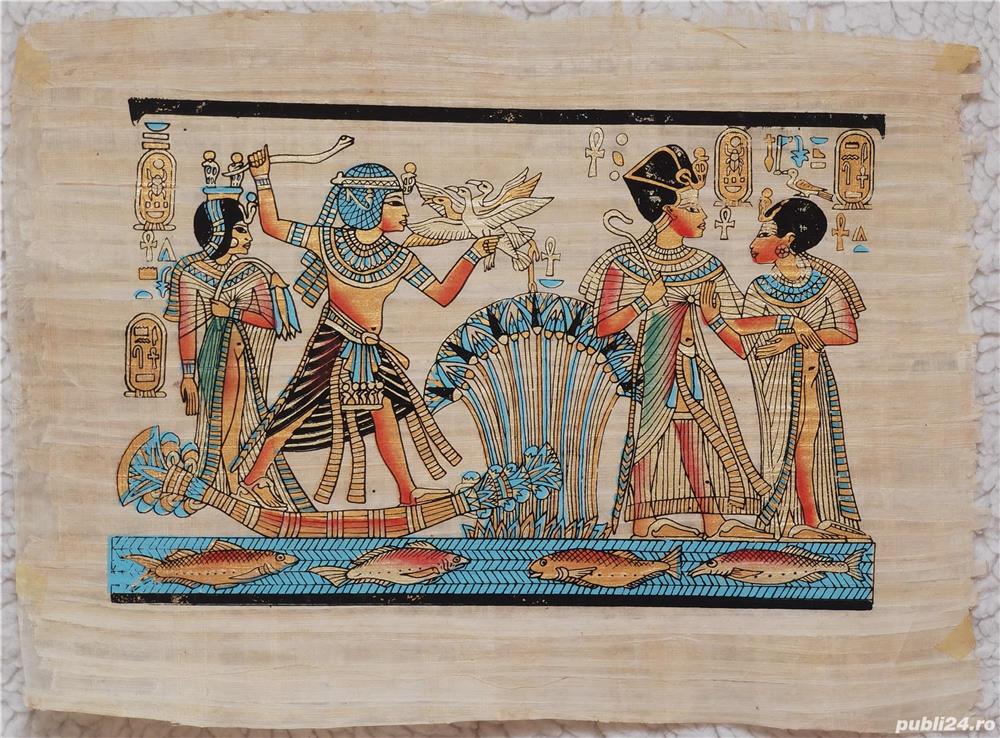 Papirus autentic handmade praf de aur culori vii stampila originalitate