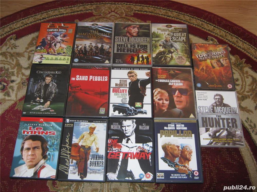 Steve mcqueen,gene hackman,colectie filme dvd originale,sigilate,raritati,anunt pentru colectionari