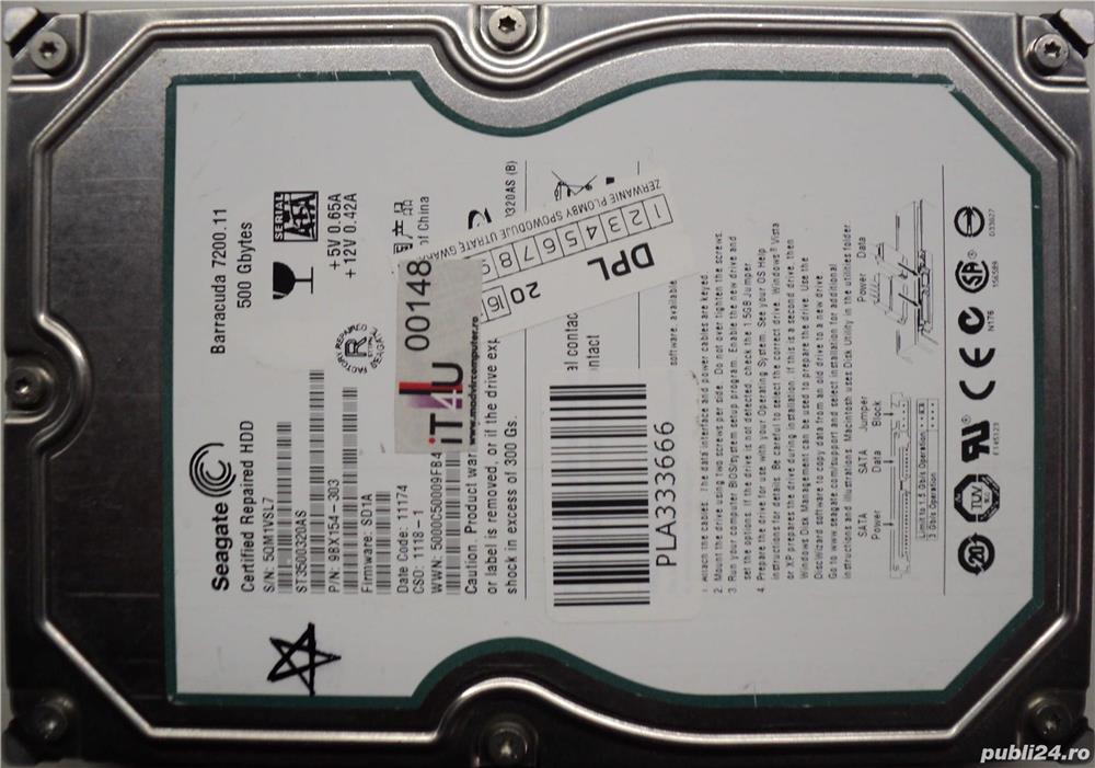 Hard Disk Sata 3,5" HDD-500 Gb Seagate ST3500320AS Refurbished