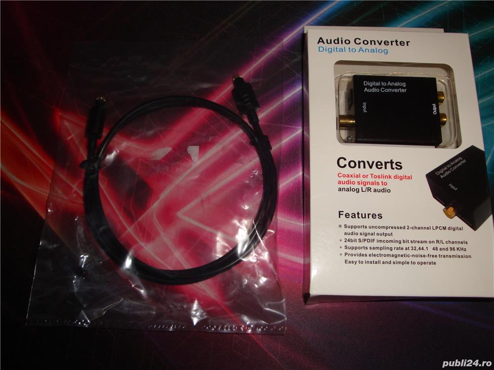 Adaptor audio digital DAC optic analogic RCA + cablu toslink optic