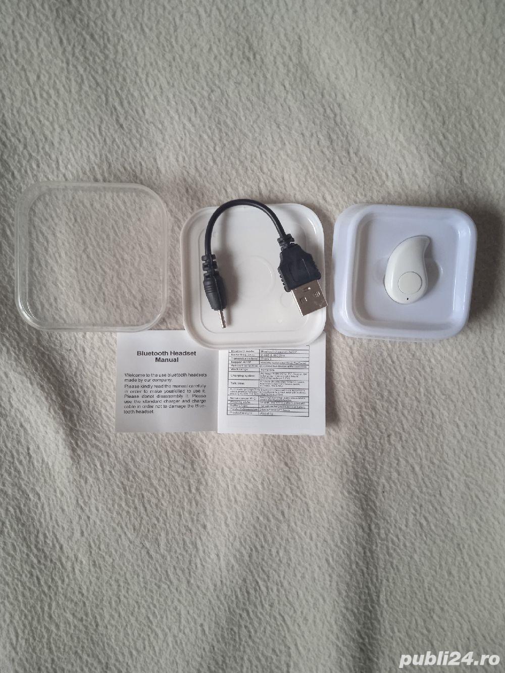 Casca Bluetooth, 10 m, design picatura, Alb,noua