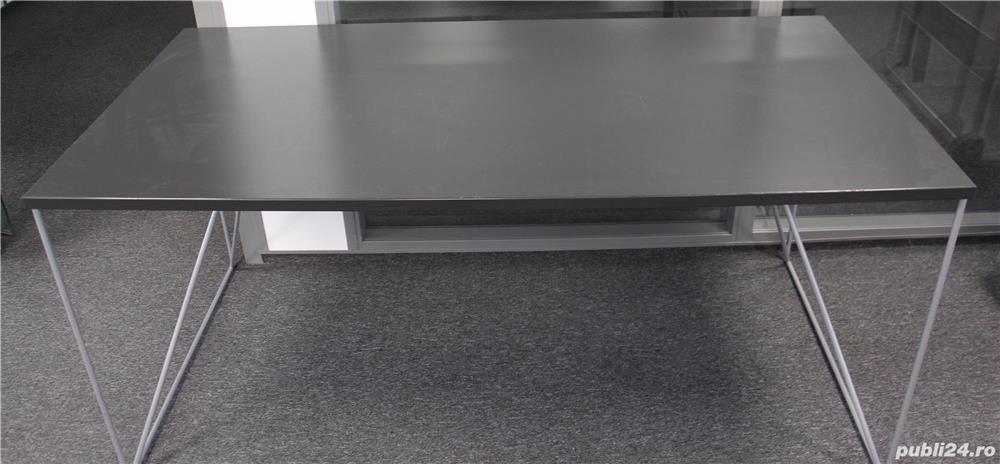 Birou cu picioare metalice si blat 160x80; Masa de lucru solida