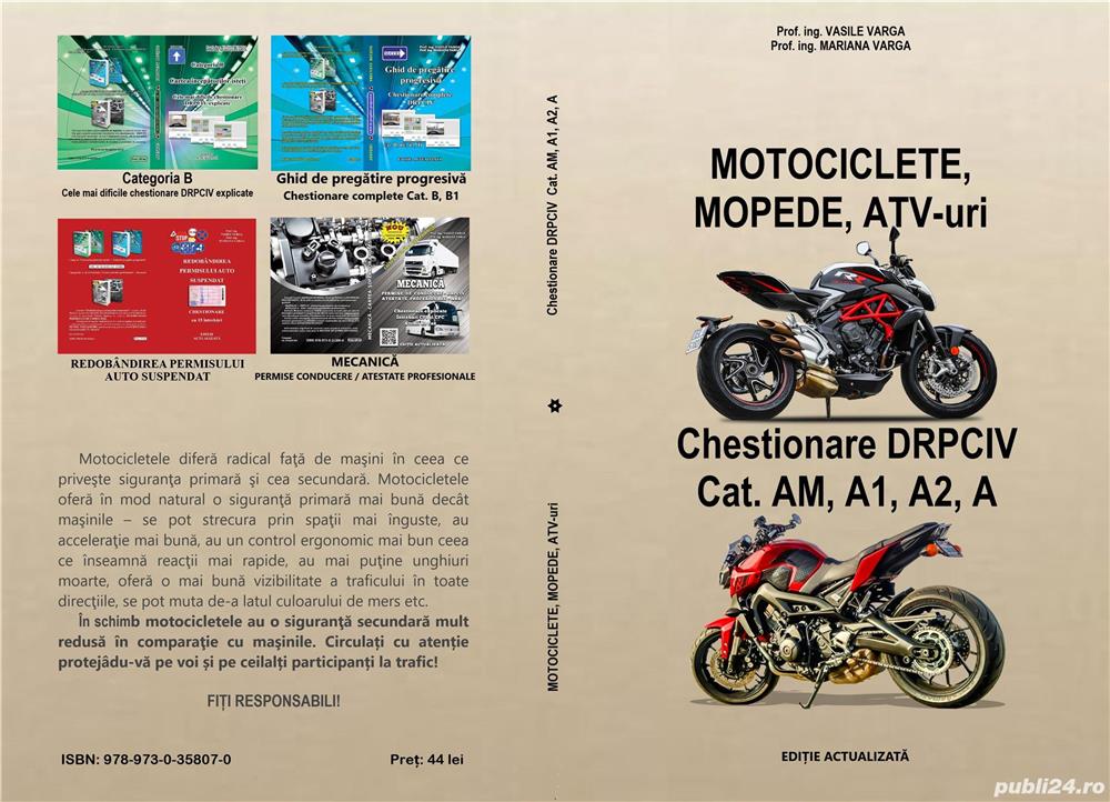 Motociclete, mopede, atv-uri   chestionare drpciv  cat. am, a1, a2, a