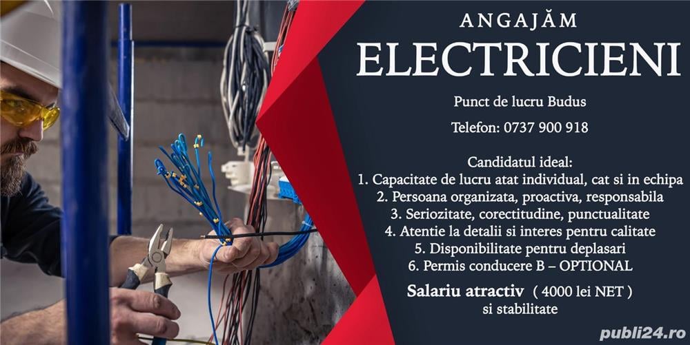 Angajam Electricieni si Instalatori