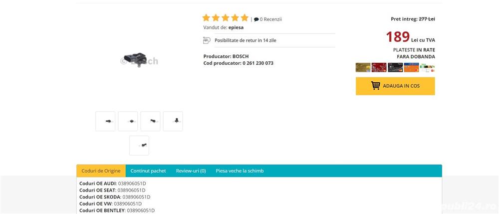 Senzor presiune supraalimentare bosch 0261230073