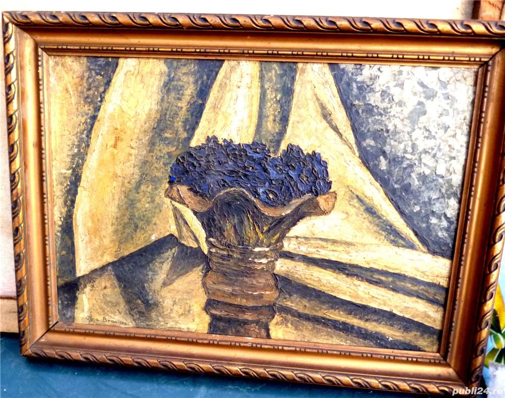 Tablou   Gentiane    semnat  Olga Branisce