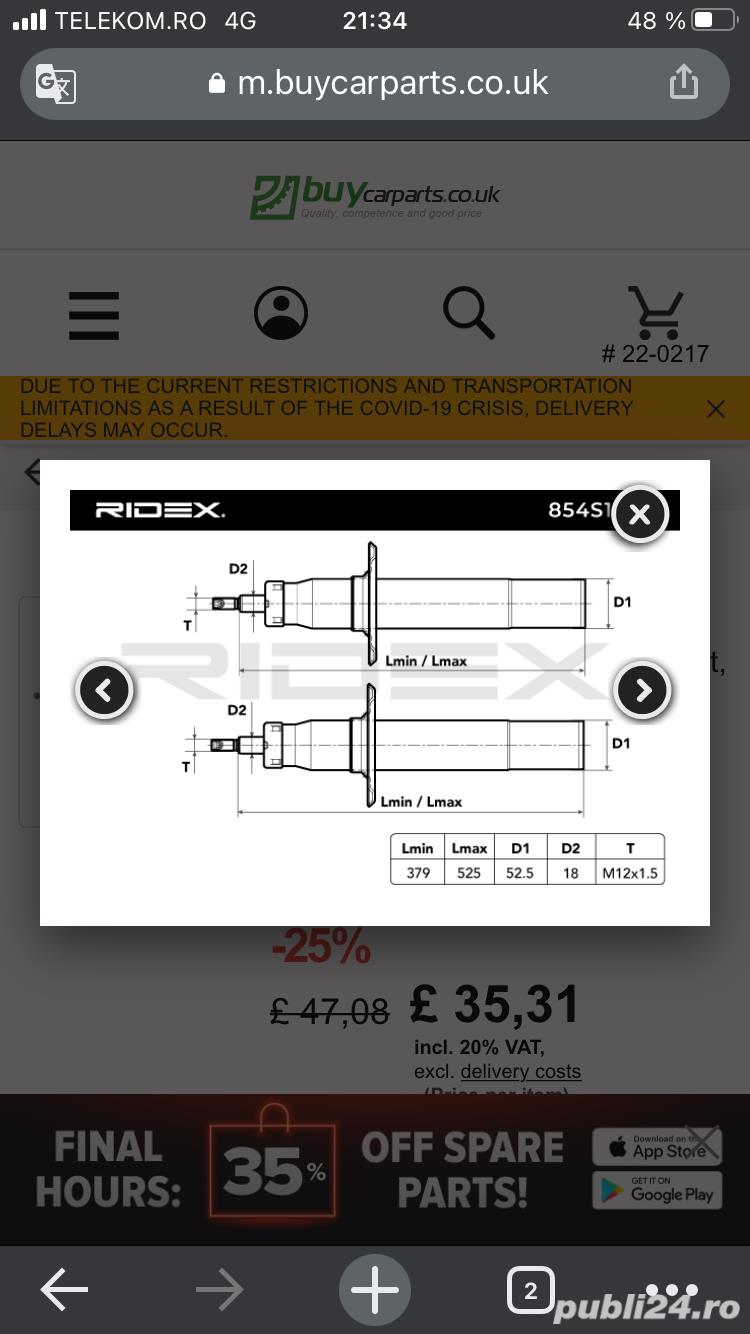 Amortizoare Ridex față Skoda