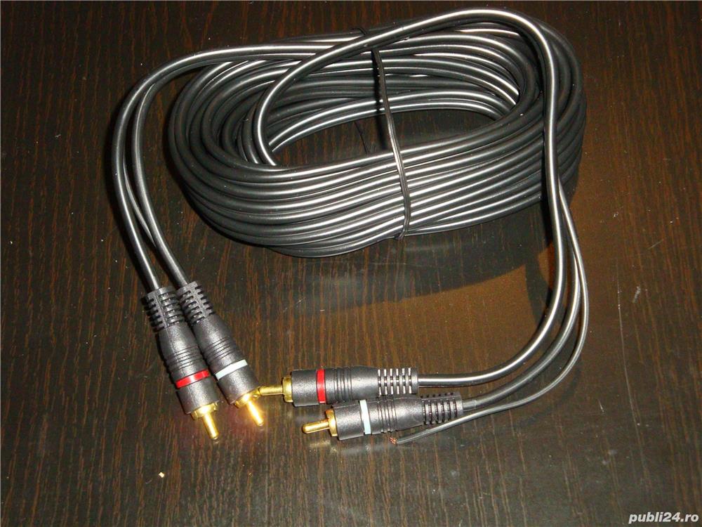 cablu audio 2x RCA la 2x RCA + remote lungime 5m mufe aurite