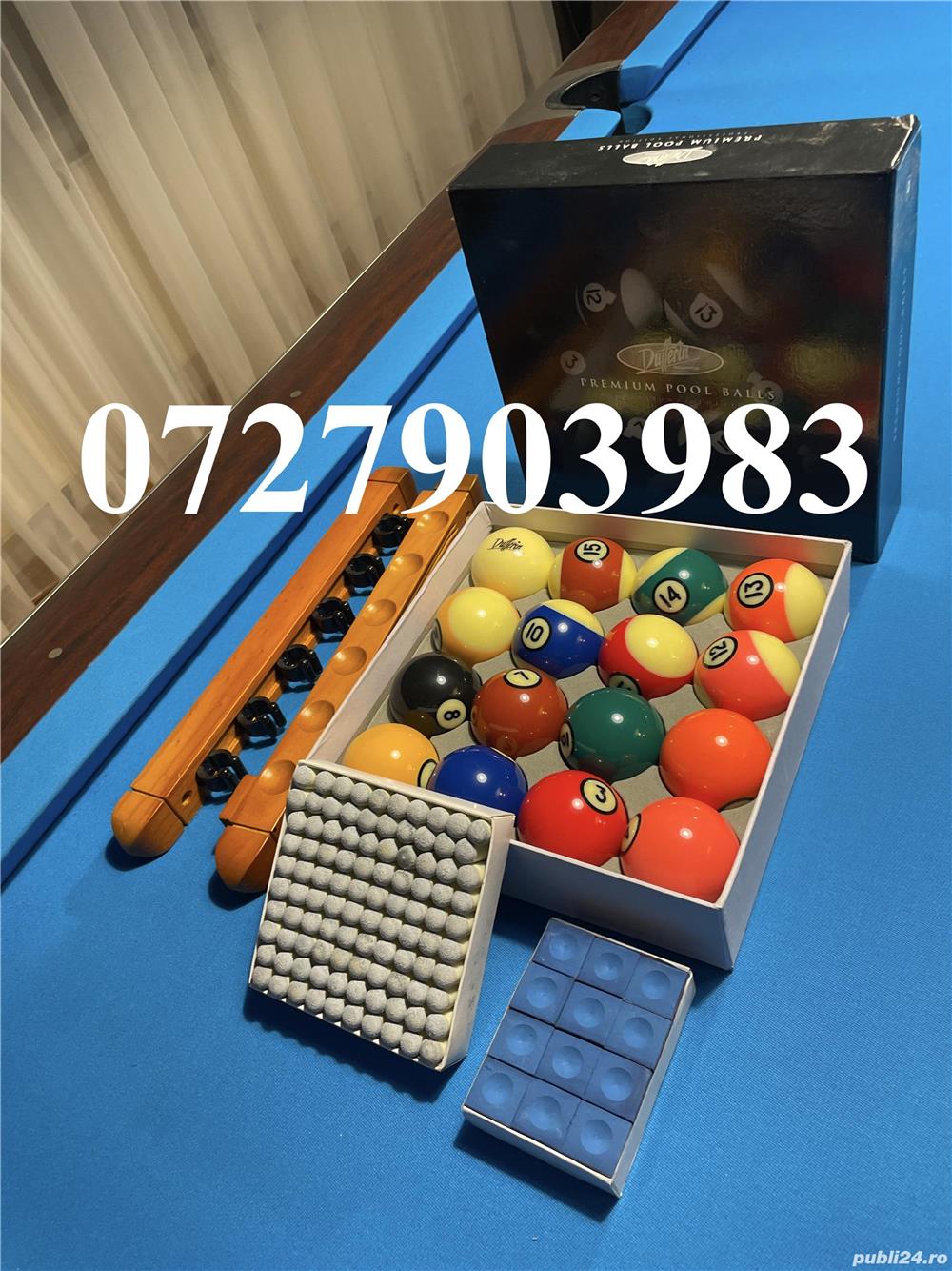 Suport tac/ Set bile biliard premium Dufferin/ creta, vârfuri tac