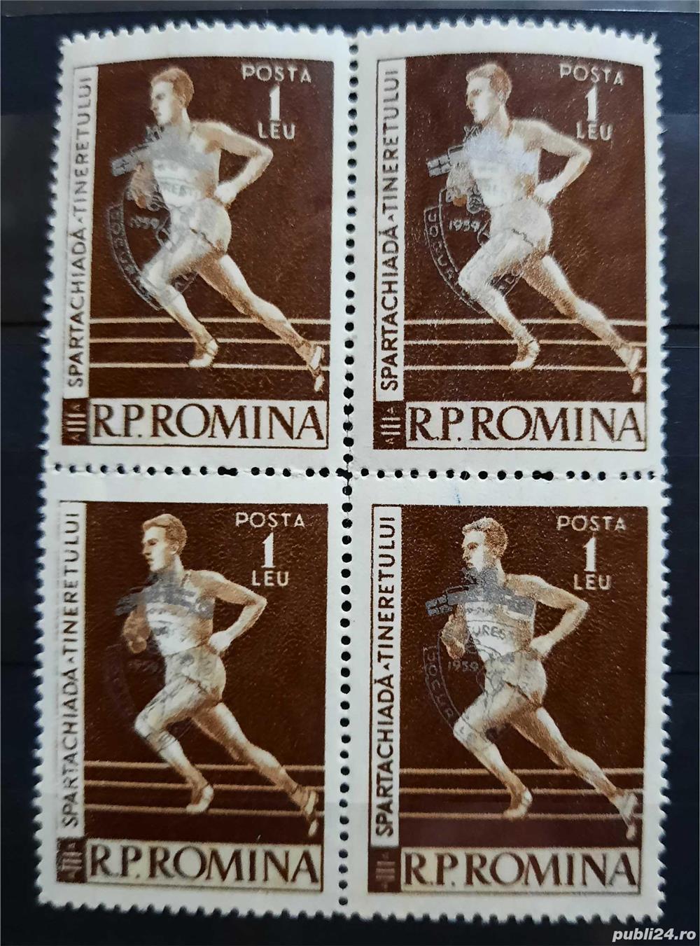 Timbre 1959 A VIII-a editie a Jocurilor Balcanice, supratipar, Bloc MNH