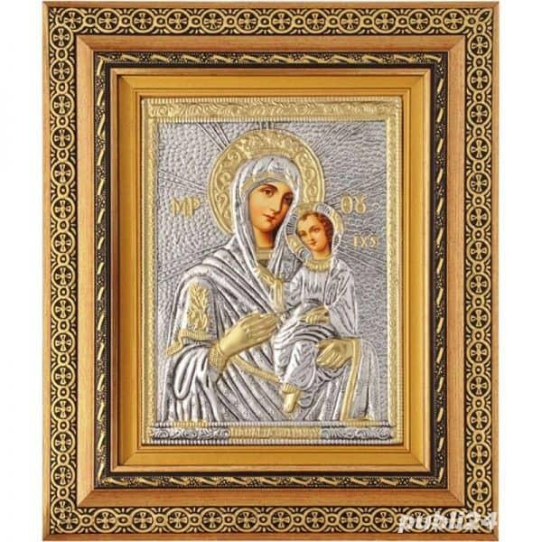 Icoana Maicii Domnului  Portărița  din Iviron ARGINTATA Relief 3 D