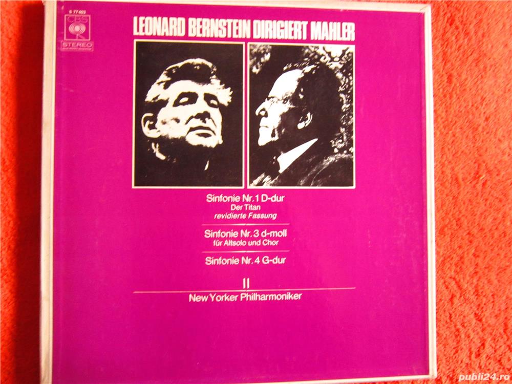 Vinil rar Mahler -Leonard Bernstein 1974 -Simfoniile 1, 3, 4-impecabile
