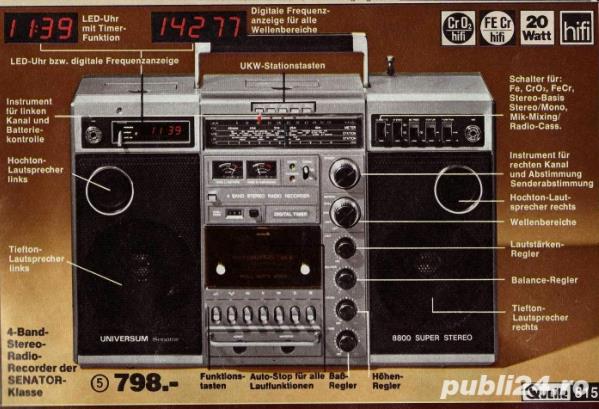 Radiocasetofon Boombox de colectie Sanyo Universum Aciko Receiver Grundig Gloria 3 Akkord