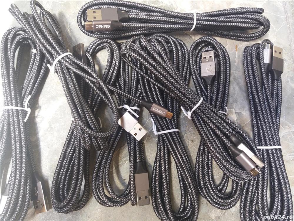 Cablu de date USB si incarcator Samsung Power bank gri panzat lungime 0.5m 1m 1.5m 2m Pret 4 lei Liv