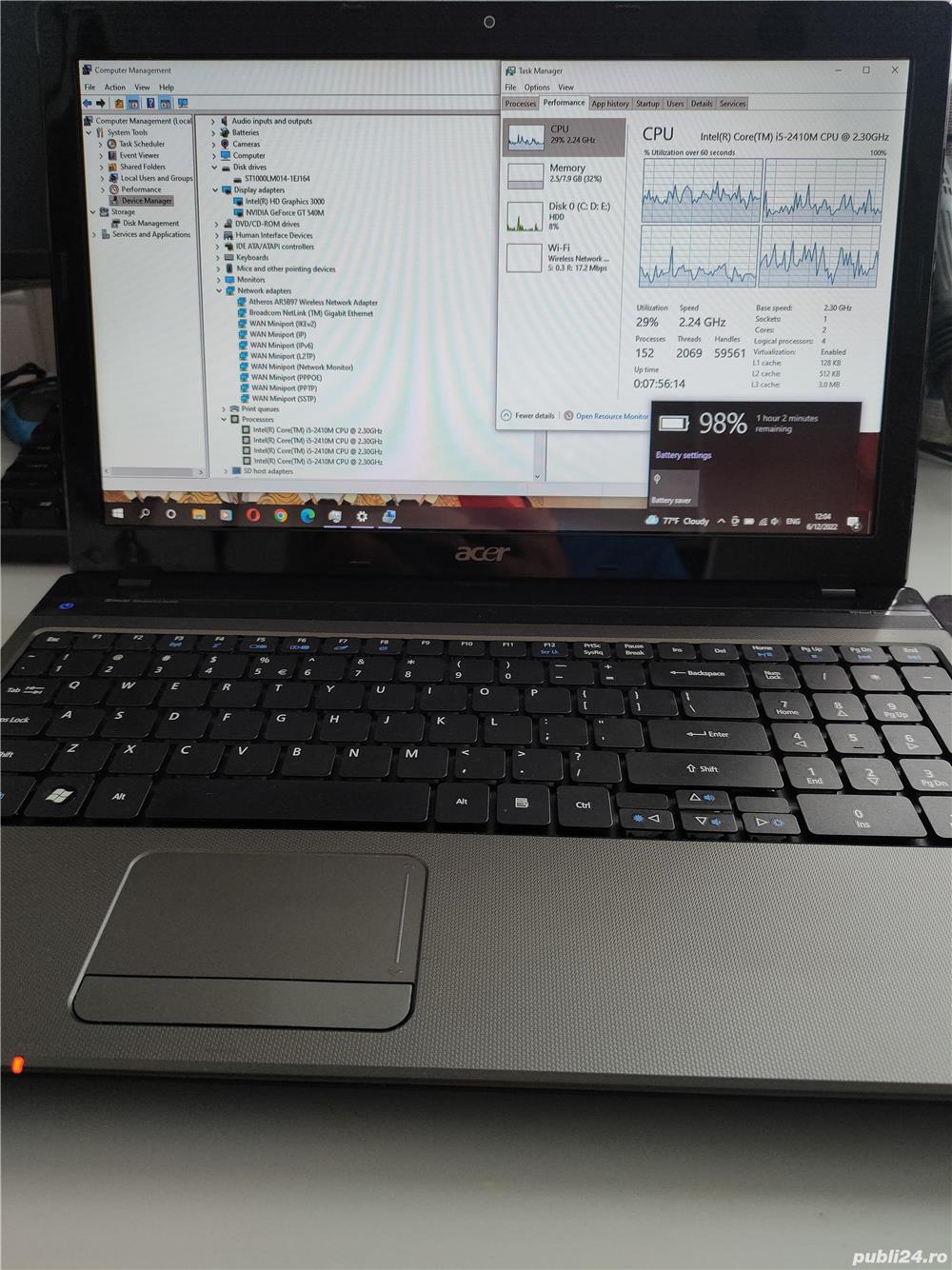 Acer Aspire 5750G i5-2410M 2.9Ghz, 8GB RAM, 1TB HDD, nVidia GT540M 2GB