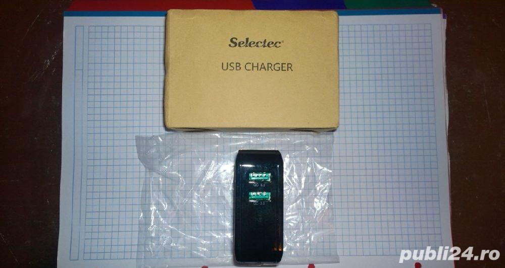 Incarcator telefon Selectec QC 3.0 48w 2-porturi cu pini de America