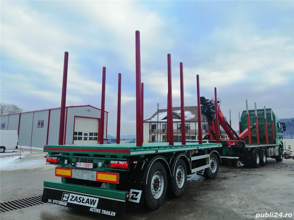 Remorci forestiere ZASLAW- cu platforma si racoante - transport lemn - OFERTĂ SPECIALĂ 2026 !