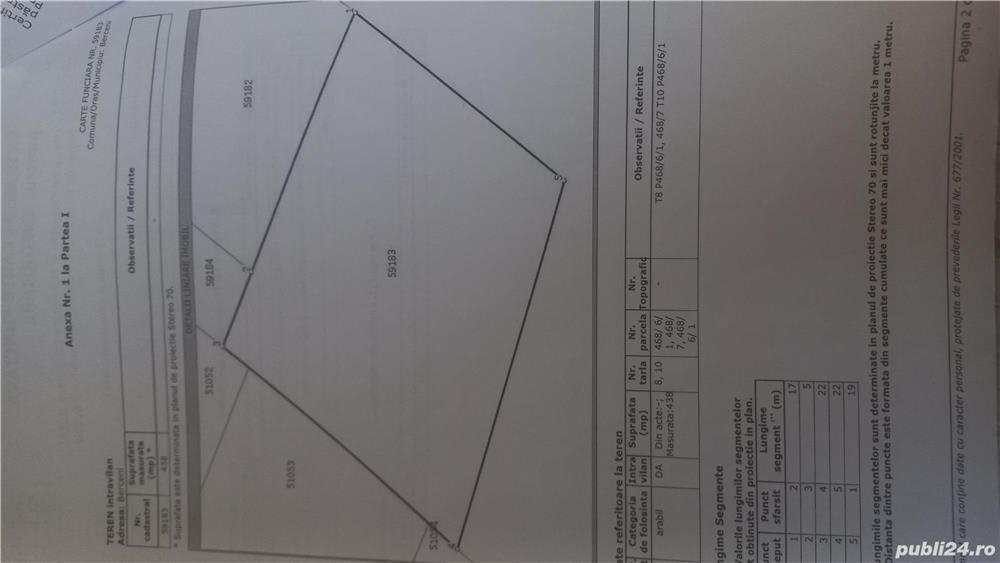 Teren de vânzare în comuna Berceni, strada Lacramioarei,suprafață 438 mp.