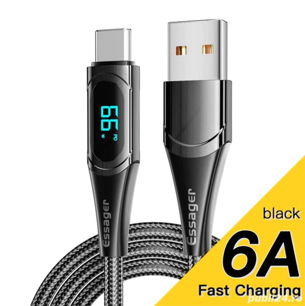 Cablu USB 66W cu max 6A, fast charging USB A la USB Tip - C