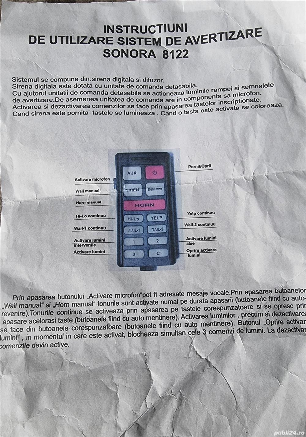 SIRENA POLIȚIE model 8-8122-2; Sistem profesional de adresare publica