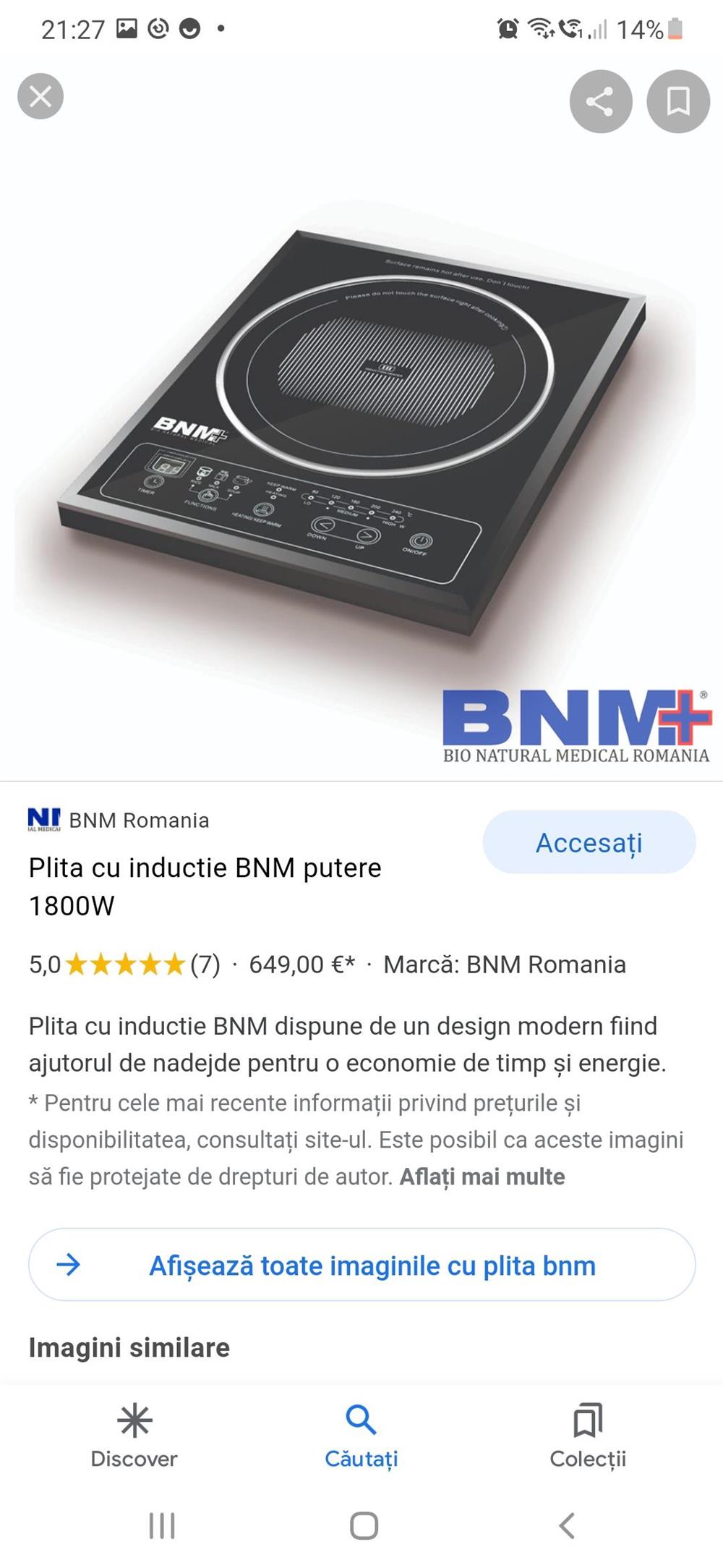 Plita cu inductie BNM  putere 1800W