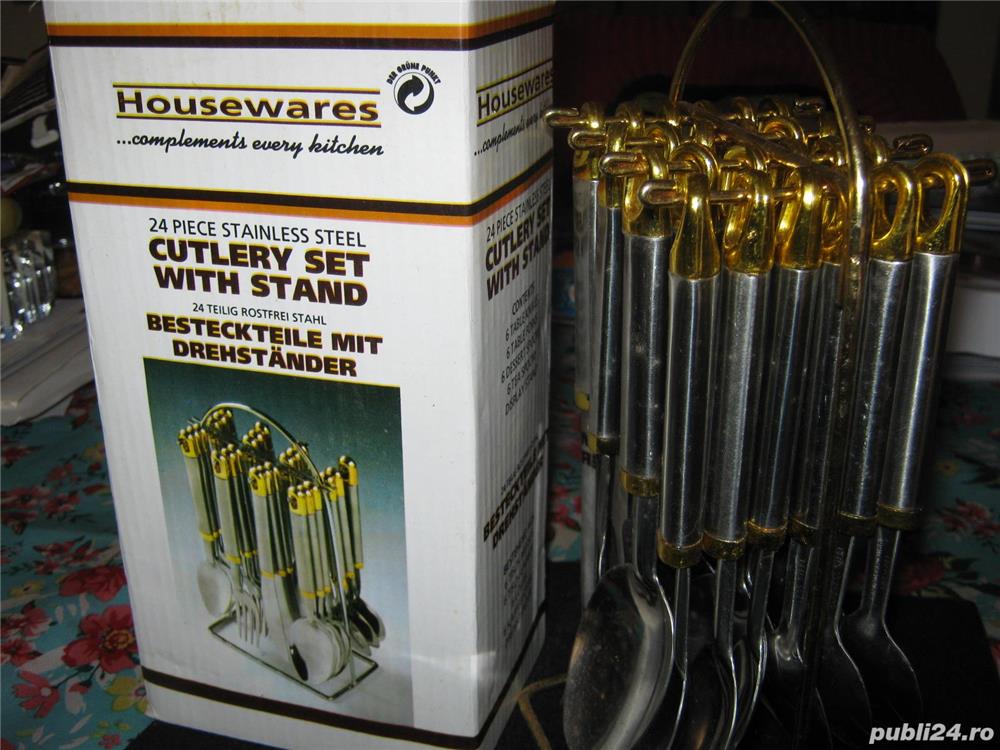 Set tacamuri 24 stainless steel cu suport dedicat special,produs absolut nou,nefolosit,super calita 