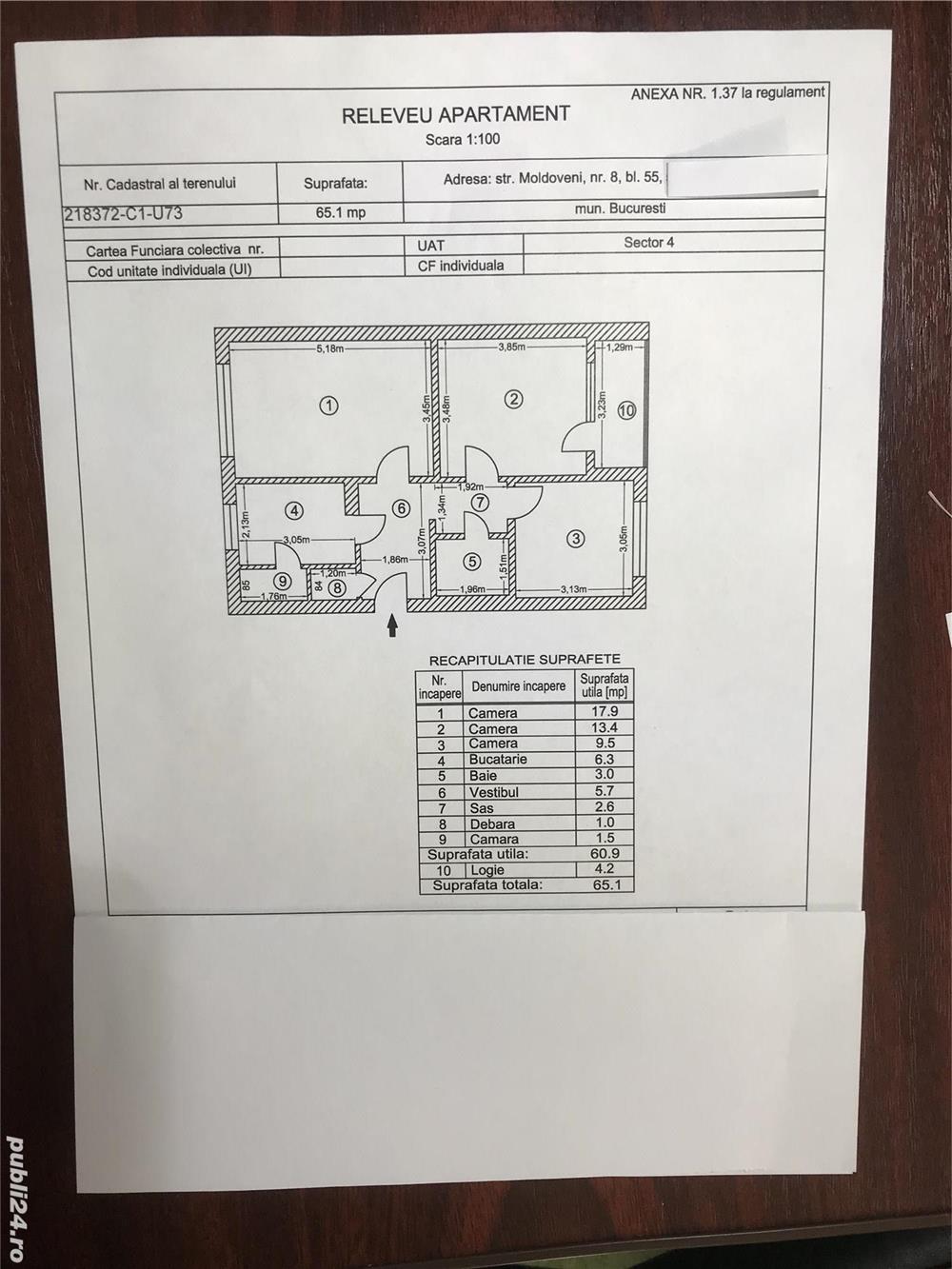 Apartament 3 camere decomandat