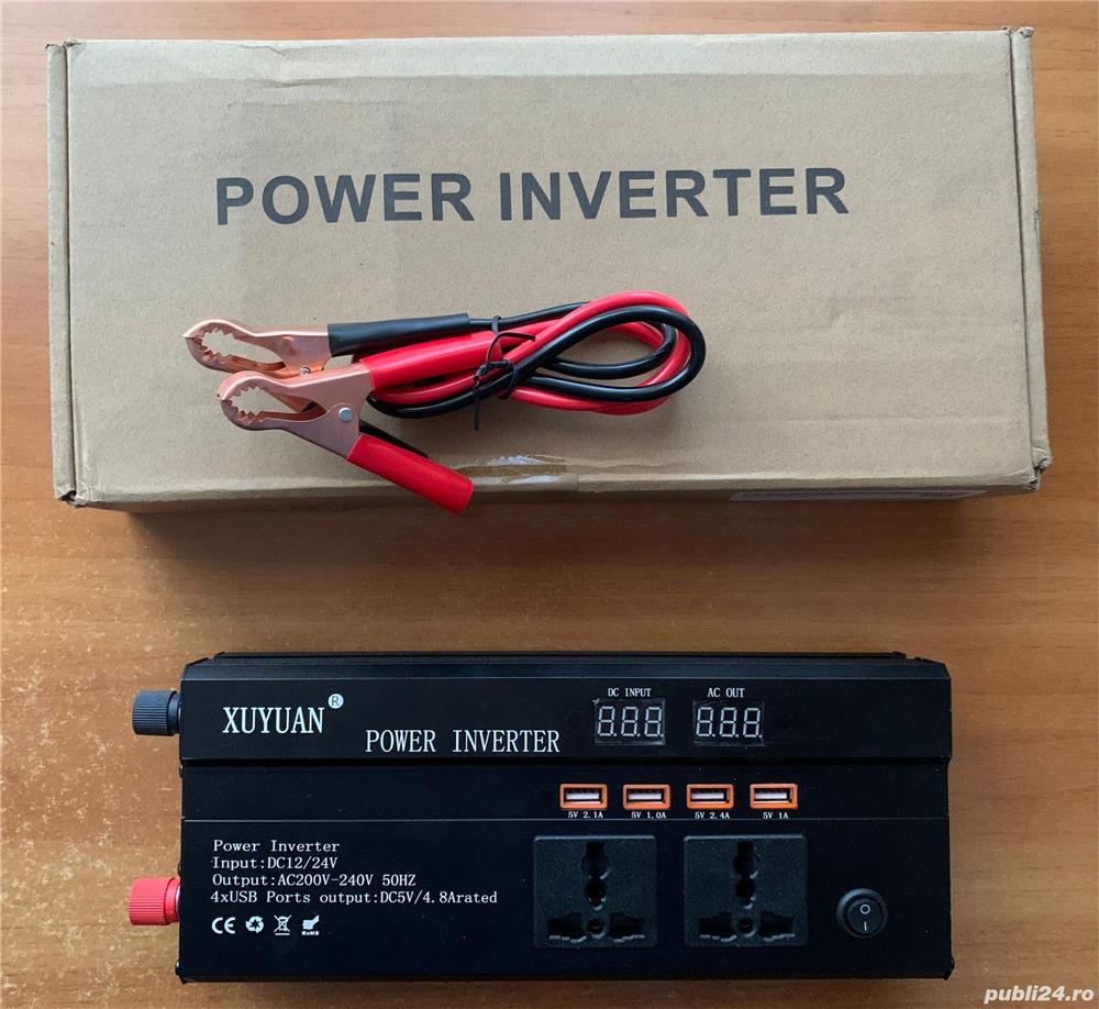 Convertor de Tensiune, Xuyuan, 24V-220V, 5000W, Ventilator de Răcire