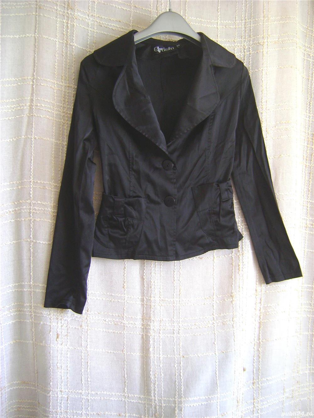 Sacou scurt de satin negru